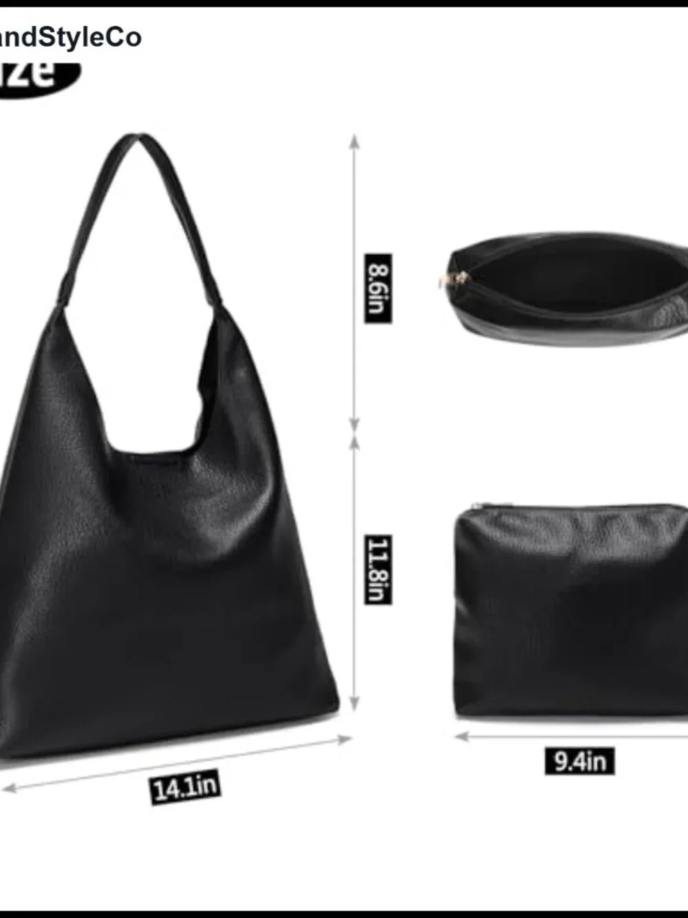 Slouchy Faux Leather Hobo Shoulder Bag Vegan Leather Tote Purse for Work